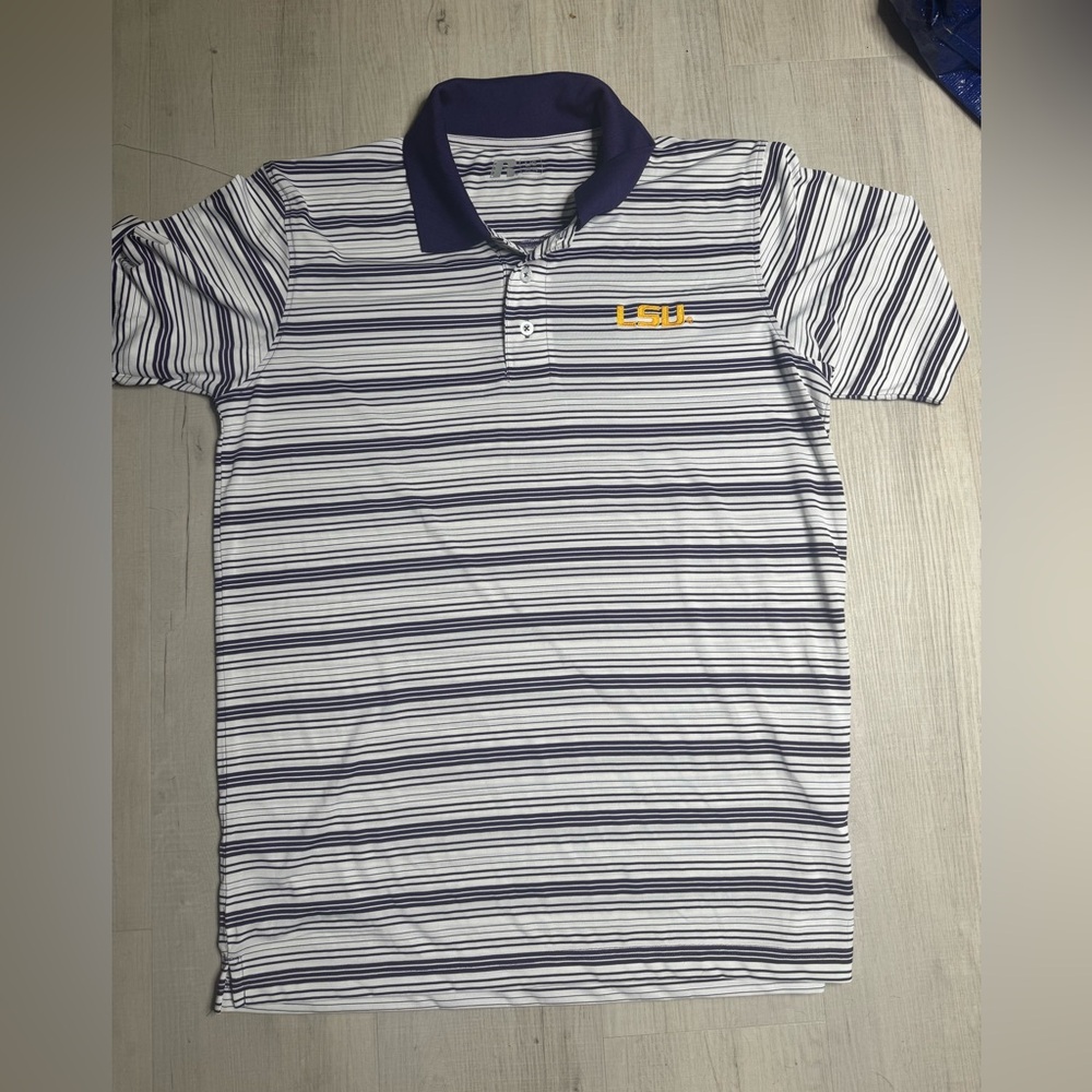 Russel athletics size large LSU tigers purple polo AE16